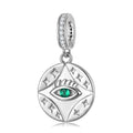 Green Evil Eye Pendant, S925 Sterling Silver Necklace And Bracelet DIY Jewelry