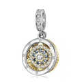 Time Wheel Evil Eye Pendant, S925 Sterling Silver Double Bracelet DIY Jewelry