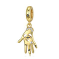 Original Design Hand With Evil Eye Bead, S925 Silver 14K Gold Plated Zircon DIY Jewelry