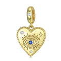 Heart-Shaped Evil Eye Pendant, S925 Silver Gold-Plated DIY Bracelet Jewelry