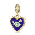 Deep Evil Eye Heart Pendant, S925 Silver Gold-Plated DIY Bracelet Jewelry