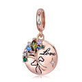 S925 Sterling Silver Rose Gold Flower Bouquet Dangle Charm Valentine's Day Pendant Bead For DIY Charm Bracelet Necklace Jewelry Gift