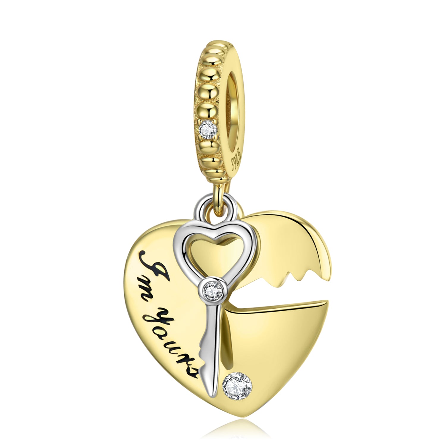 S925 Sterling Silver Heart Lock And Key Dangle Charm Romantic Love Pendant Bead For DIY Charm Bracelet Necklace Jewelry Gift