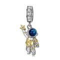 S925 Sterling Silver Stargazer Astronaut Dangle Charm Space Pendant Bead For DIY Charm Bracelet Necklace Jewelry Gift