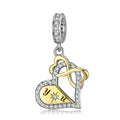 S925 Sterling Silver Love You Forever Dangle Charm Romantic Heart Pendant Bead For DIY Charm Bracelet Necklace Jewelry Gift