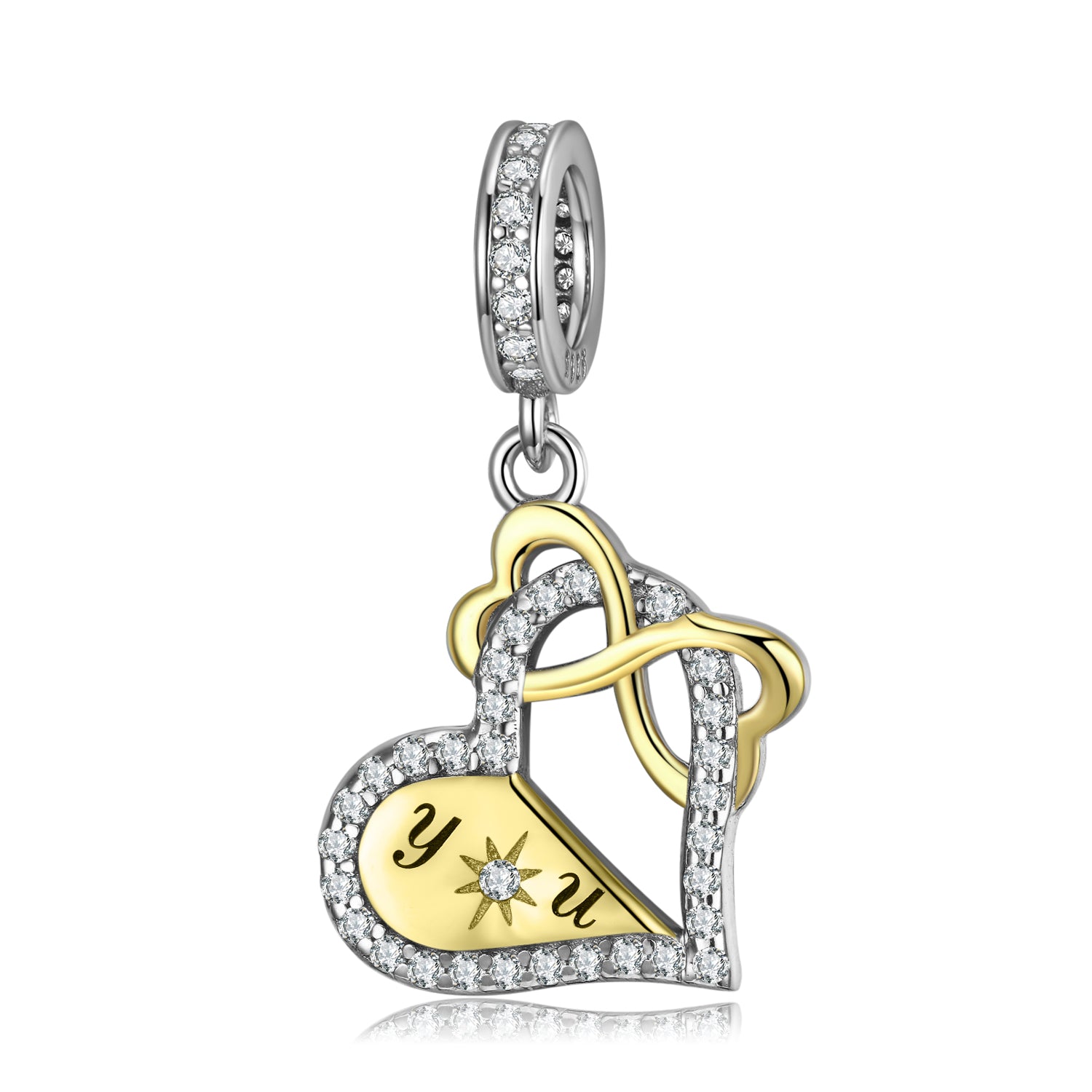 S925 Sterling Silver Love You Forever Dangle Charm Romantic Heart Pendant Bead For DIY Charm Bracelet Necklace Jewelry Gift