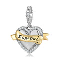S925 Sterling Silver S'Agapo Heart Tag Dangle Charm Greek Love Pendant Bead For DIY Charm Bracelet Necklace Jewelry Gift