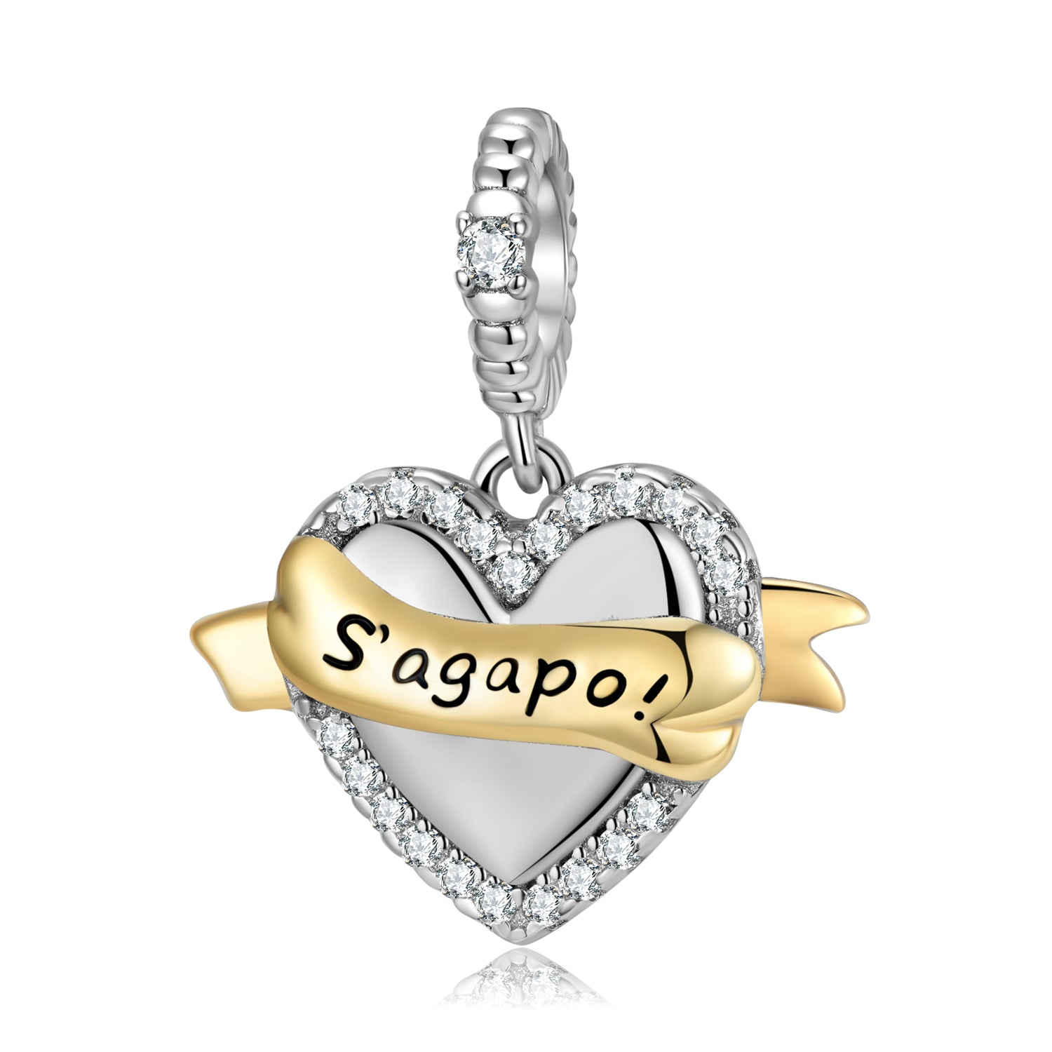 S925 Sterling Silver S'Agapo Heart Tag Dangle Charm Greek Love Pendant Bead For DIY Charm Bracelet Necklace Jewelry Gift