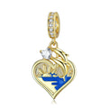 S925 Sterling Silver Dolphin Love Dangle Charm Romantic Ocean Pendant Bead For DIY Charm Bracelet Necklace Jewelry Gift