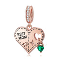 S925 Sterling Silver Rose Gold Heart Dangle Charm Mother's Day Love Pendant Bead For DIY Charm Bracelet Necklace Jewelry Gift