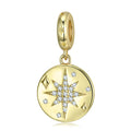 S925 Sterling Silver Gold Plated Eight Point Star Dangle Charm Celestial Pendant Bead For DIY Charm Bracelet Necklace Jewelry Gift