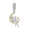 S925 Sterling Silver Moon Fairy Dangle Charm Celestial Pendant Bead For DIY Charm Bracelet Necklace Jewelry Gift
