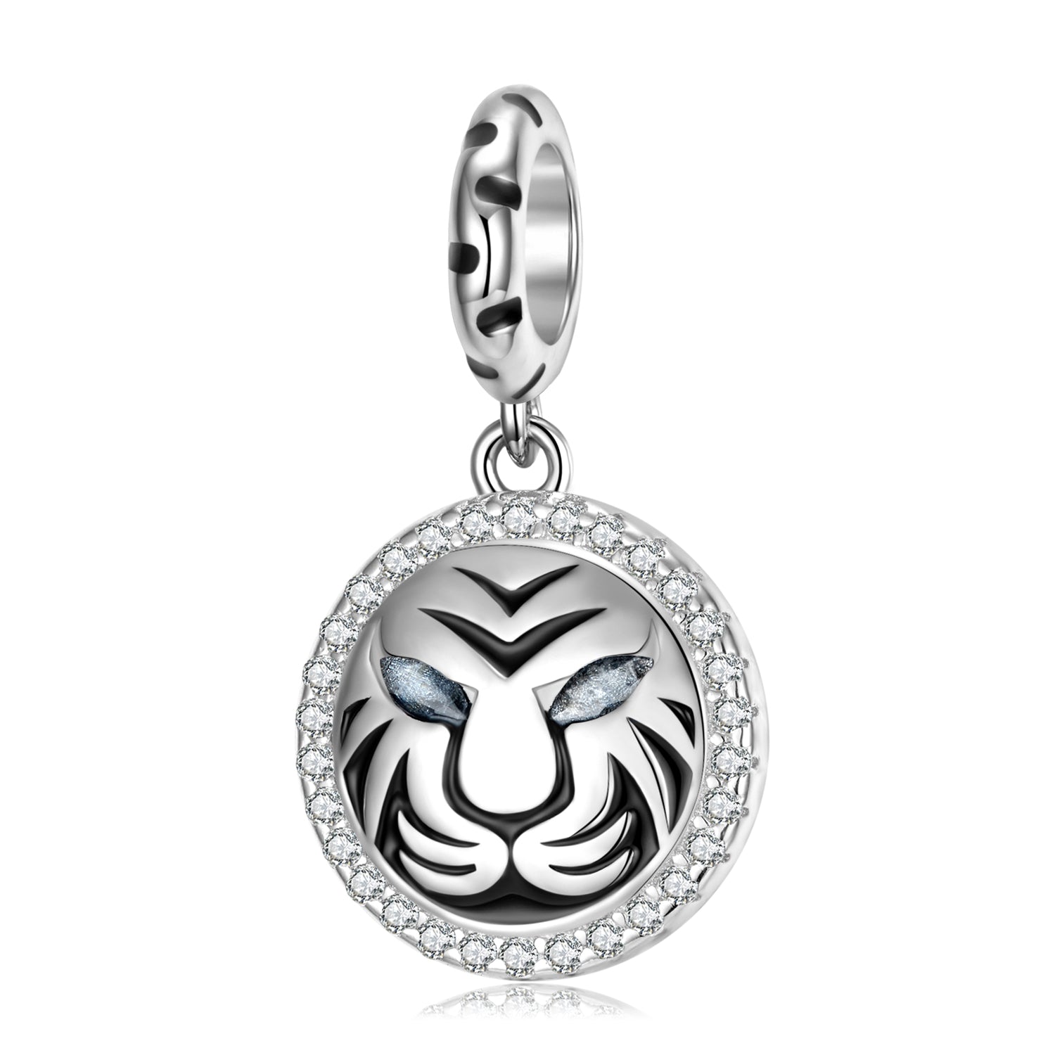 S925 Sterling Silver White Tiger Dangle Charm Zodiac Animal Pendant Bead For DIY Charm Bracelet Necklace Jewelry Gift