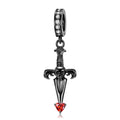 S925 Sterling Silver Black Gold Cross Sword Heart Dangle Charm Gothic Pendant Bead For DIY Charm Bracelet Necklace Jewelry Gift