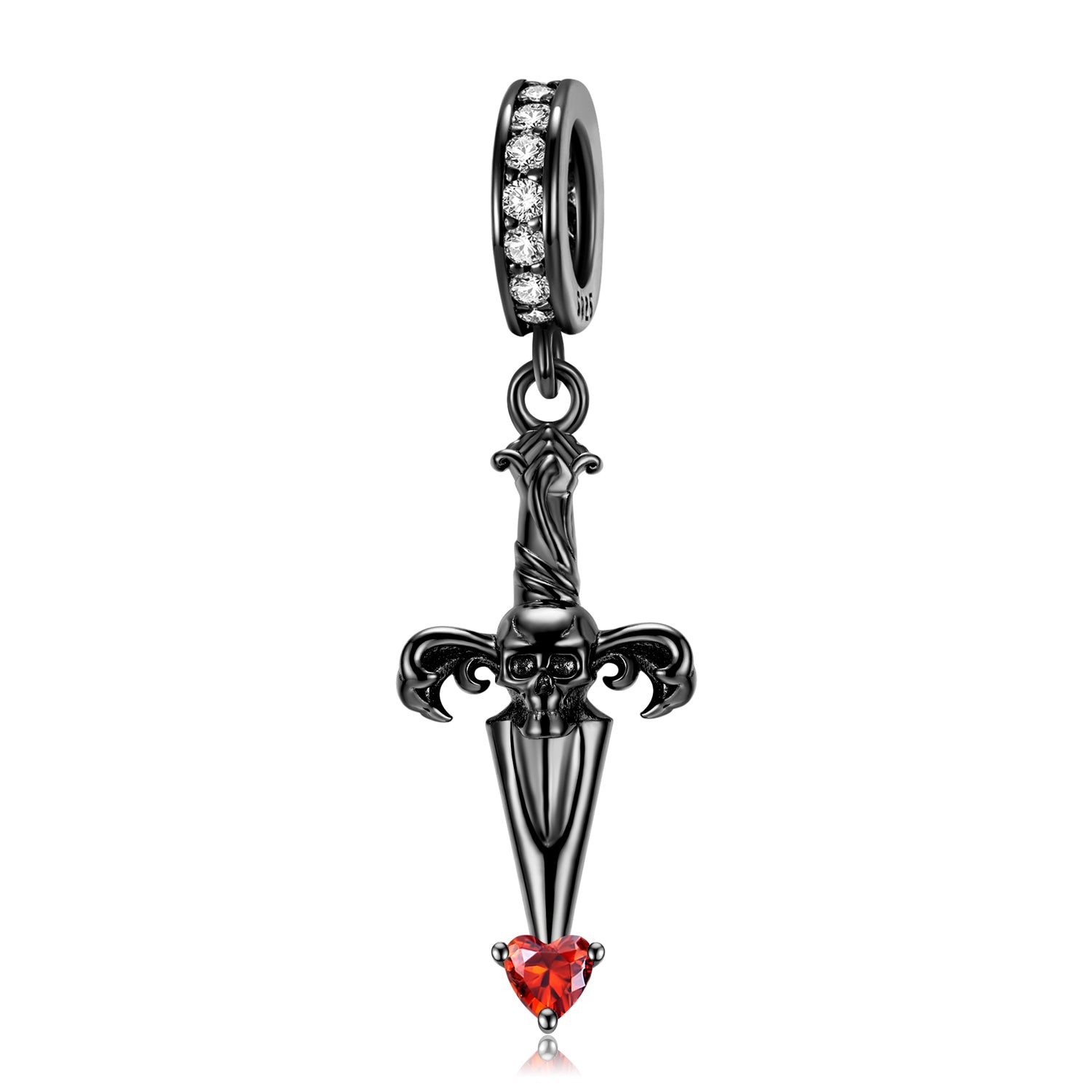 S925 Sterling Silver Black Gold Cross Sword Heart Dangle Charm Gothic Pendant Bead For DIY Charm Bracelet Necklace Jewelry Gift