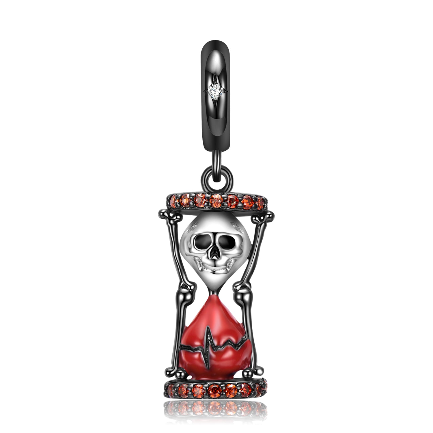 S925 Sterling Silver Skull Hourglass Dangle Charm Gothic Pendant Bead For DIY Charm Bracelet Necklace Jewelry Gift