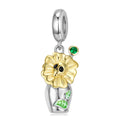 S925 Sterling Silver Skull Vase Dangle Charm Gothic Floral Pendant Bead For DIY Charm Bracelet Necklace Jewelry Gift