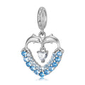S925 Sterling Silver Blue Dolphin Love Dangle Charm Ocean Pendant Bead For DIY Charm Bracelet Necklace Jewelry Gift
