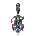 S925 Sterling Silver Grim Reaper Scythe Skull Dangle Charm Gothic Pendant Bead For DIY Charm Bracelet Necklace Jewelry Gift
