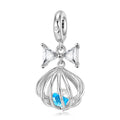 S925 Sterling Silver Blue Shell Heart Dangle Charm Ocean Love Pendant Bead For DIY Charm Bracelet Necklace Jewelry Gift