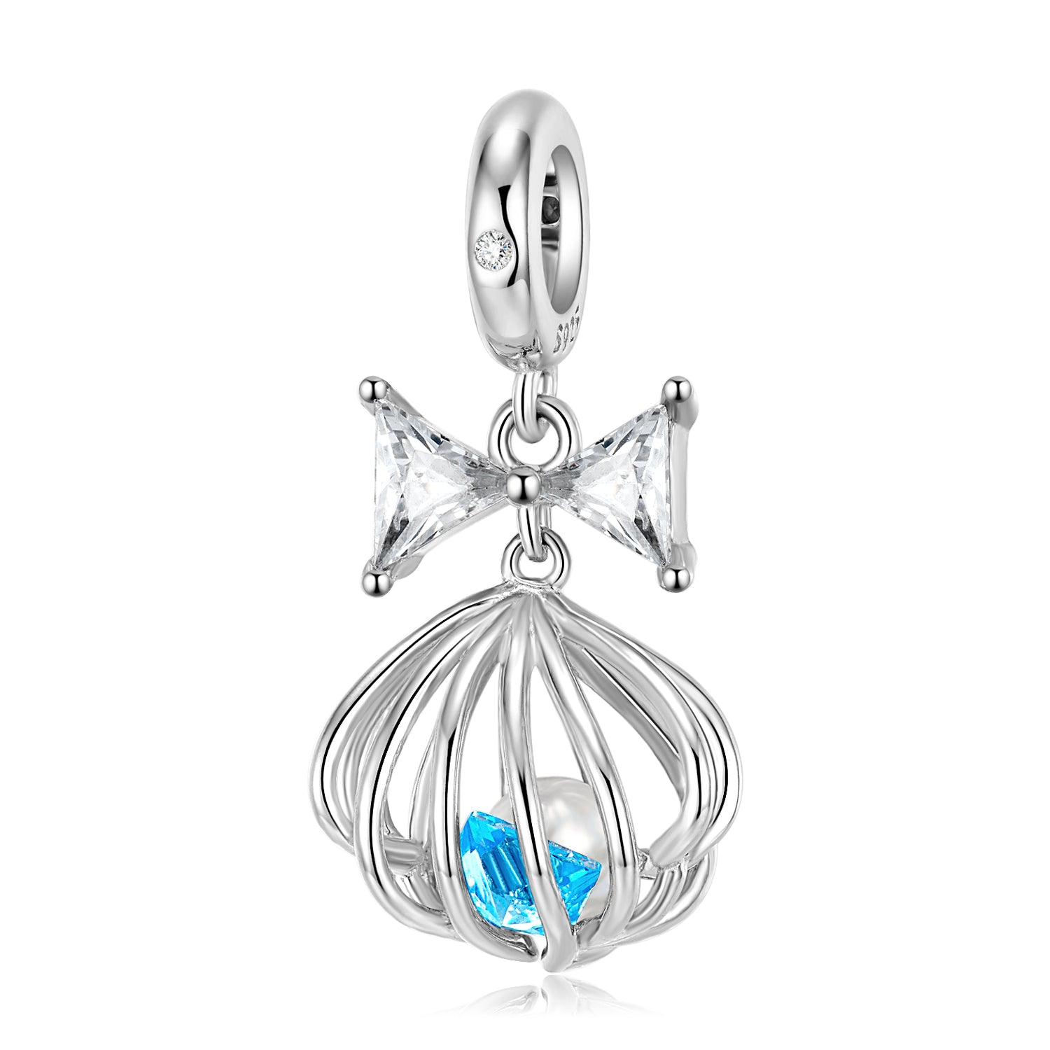 S925 Sterling Silver Blue Shell Heart Dangle Charm Ocean Love Pendant Bead For DIY Charm Bracelet Necklace Jewelry Gift