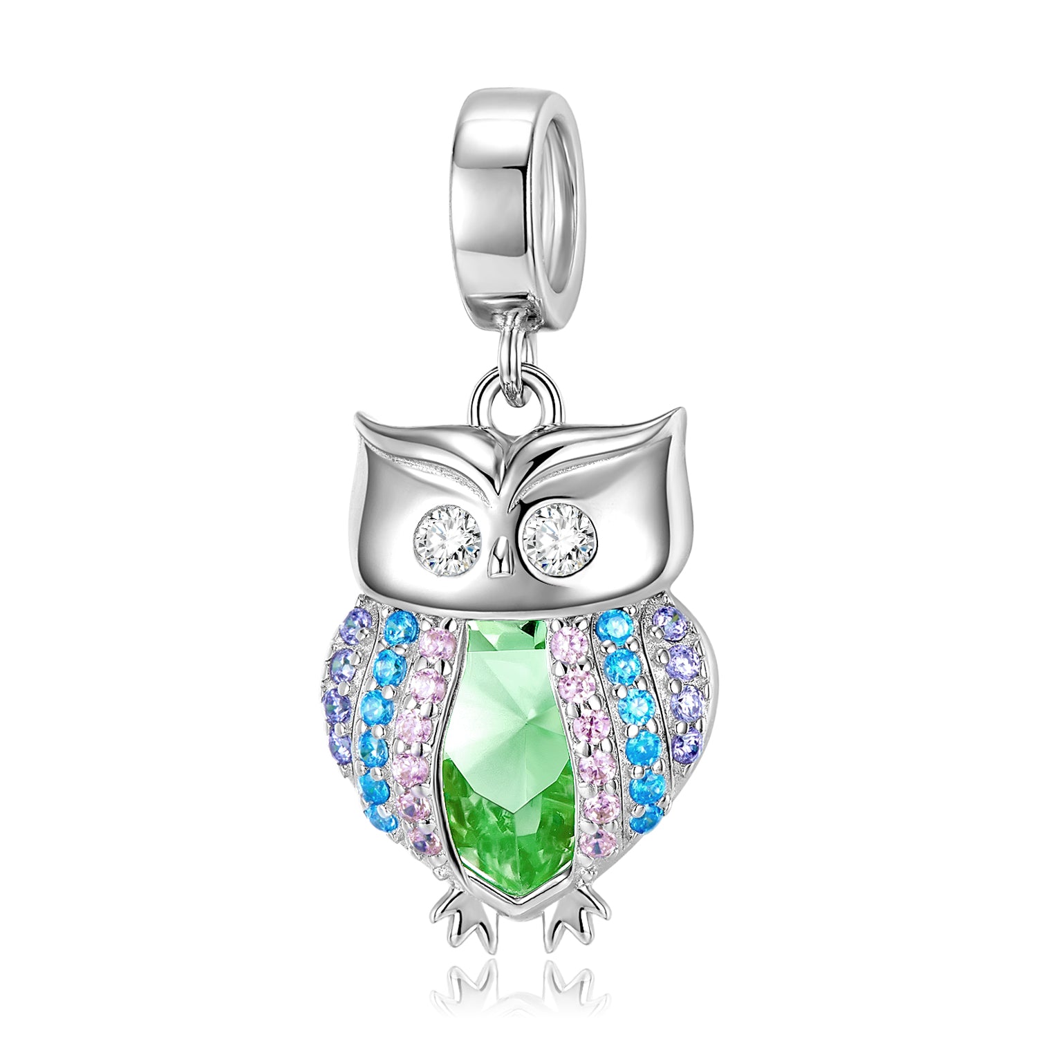 S925 Sterling Silver Owl Dangle Charm Minimalist Bird Pendant Bead For DIY Charm Bracelet Necklace Jewelry Gift
