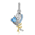 Original Design S925 Sterling Silver March Daffodil Dangle Charm, March Birth Flower, Flower Language Series, CZ Charm Bead For DIY Bracelet Necklace, Pandora Compatible Jewelry Gift