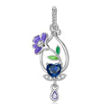 Original Design S925 Sterling Silver September Morning Glory Dangle Charm, September Birth Flower, Flower Language Series, CZ Charm Bead For DIY Bracelet Necklace, Pandora Compatible Jewelry Gift