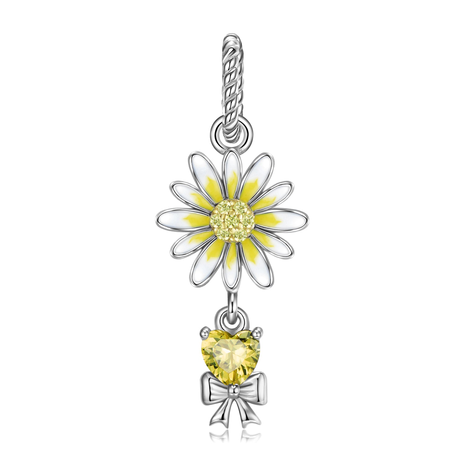 Original Design S925 Sterling Silver November Chrysanthemum Dangle Charm, November Birth Flower, Flower Language Series, CZ Charm Bead For DIY Bracelet Necklace, Pandora Compatible Jewelry Gift