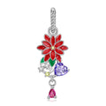 Original Design S925 Sterling Silver December Poinsettia Dangle Charm, December Birth Flower, Flower Language Series, CZ Charm Bead For DIY Bracelet Necklace, Pandora Compatible Jewelry Gift