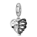 S925 Sterling Silver Skull Heart Skeleton Dangle Charm Gothic Punk Pendant Bead For DIY Charm Bracelet Necklace Jewelry Gift