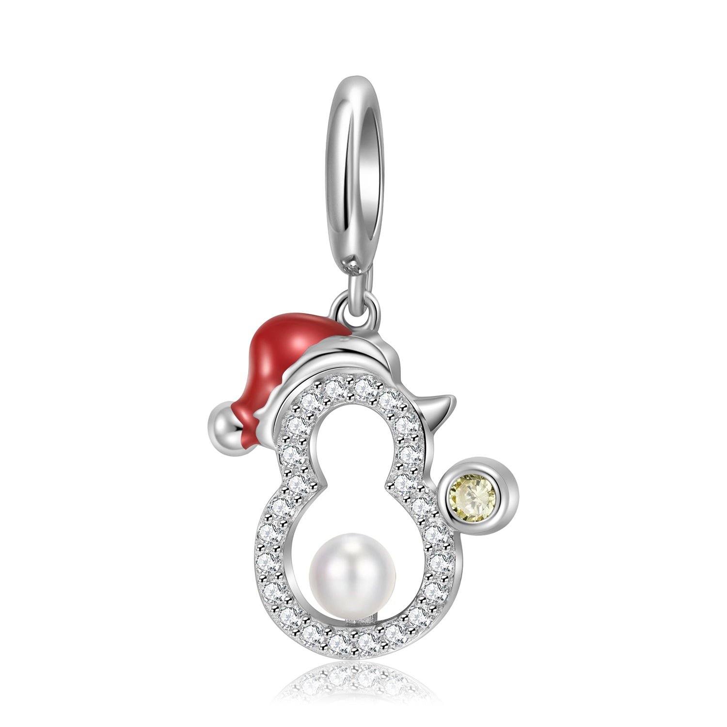 S925 Sterling Silver Christmas Snowman Dangle Charm Hollow CZ Pendant Bead For DIY Charm Bracelet Necklace Jewelry Gift