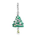 S925 Sterling Silver Enamel Christmas Tree Dangle Charm Holiday Pendant Bead For DIY Charm Bracelet Necklace Jewelry Gift