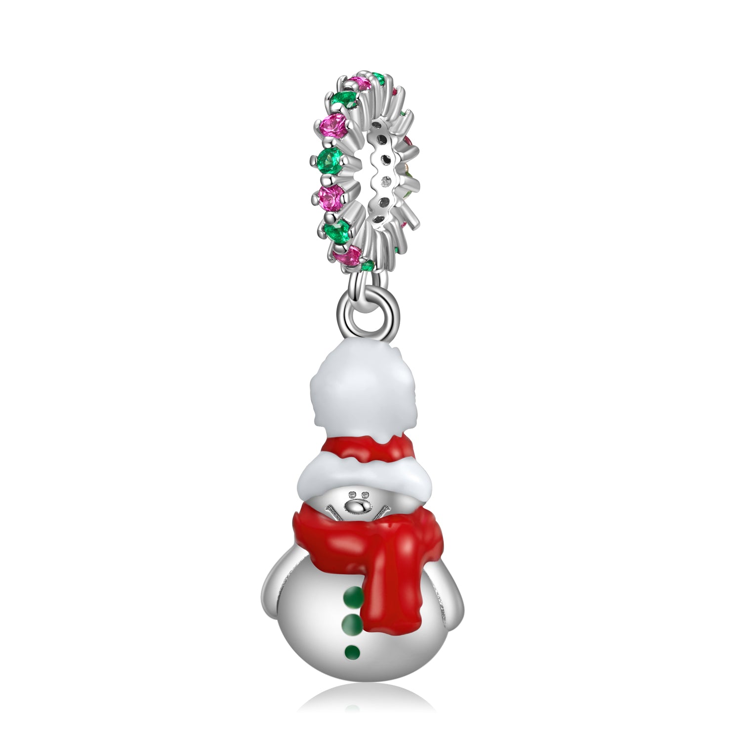 S925 Sterling Silver Enamel Christmas Snowman Dangle Charm Holiday Pendant Bead For DIY Charm Bracelet Necklace Jewelry Gift