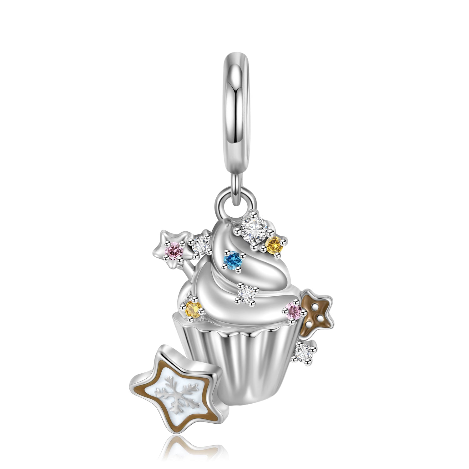 S925 Sterling Silver Star Ice Cream Cup Dangle Charm Dessert Food Pendant Bead For DIY Charm Bracelet Necklace Jewelry Gift