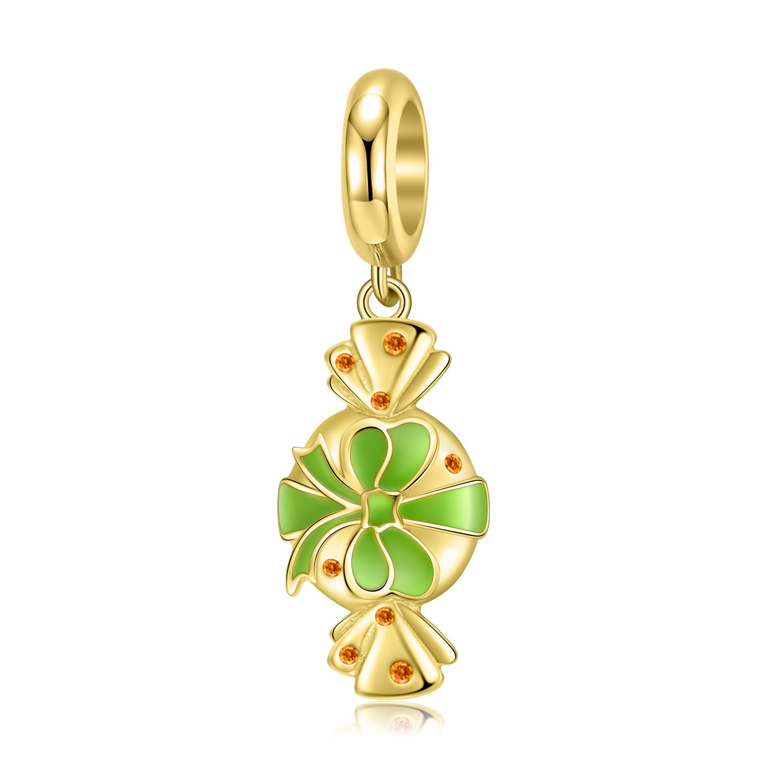 S925 Sterling Silver Gold Plated Bow Candy Dangle Charm Sweet Pendant Bead For DIY Charm Bracelet Necklace Jewelry Gift