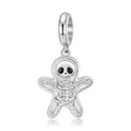 S925 Sterling Silver Skull Gingerbread Man Dangle Charm Halloween Pendant Bead For DIY Charm Bracelet Necklace Jewelry Gift