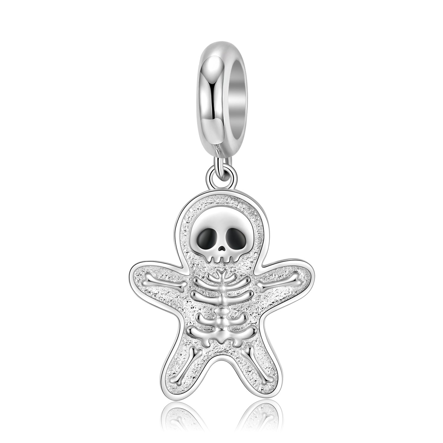 S925 Sterling Silver Skull Gingerbread Man Dangle Charm Halloween Pendant Bead For DIY Charm Bracelet Necklace Jewelry Gift