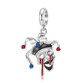 S925 Sterling Silver Sad Clown Dangle Charm Enamel Gothic Pendant Bead For DIY Charm Bracelet Necklace Jewelry Gift