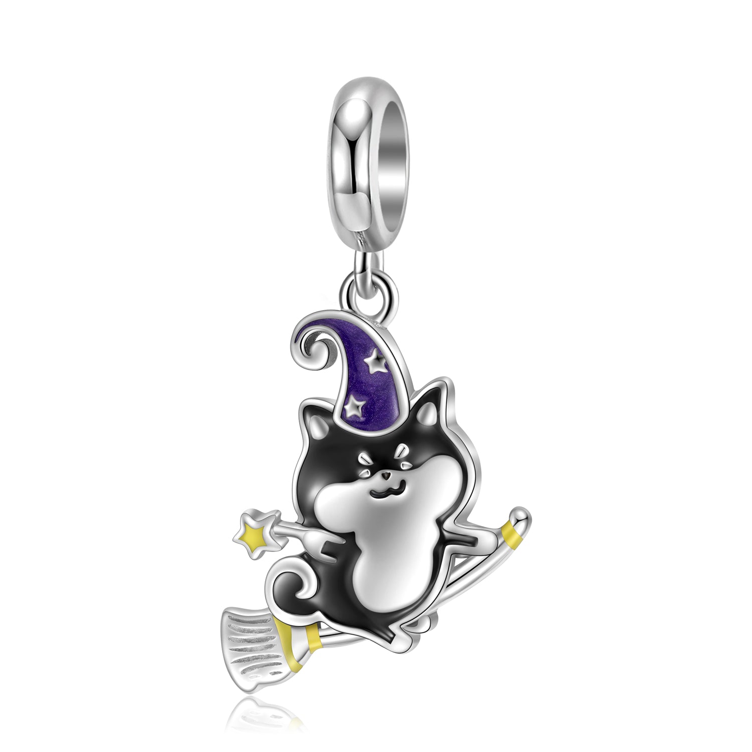 S925 Sterling Silver Magic Forest Dog Dangle Charm Cute Animal Pendant Bead For DIY Charm Bracelet Necklace Jewelry Gift