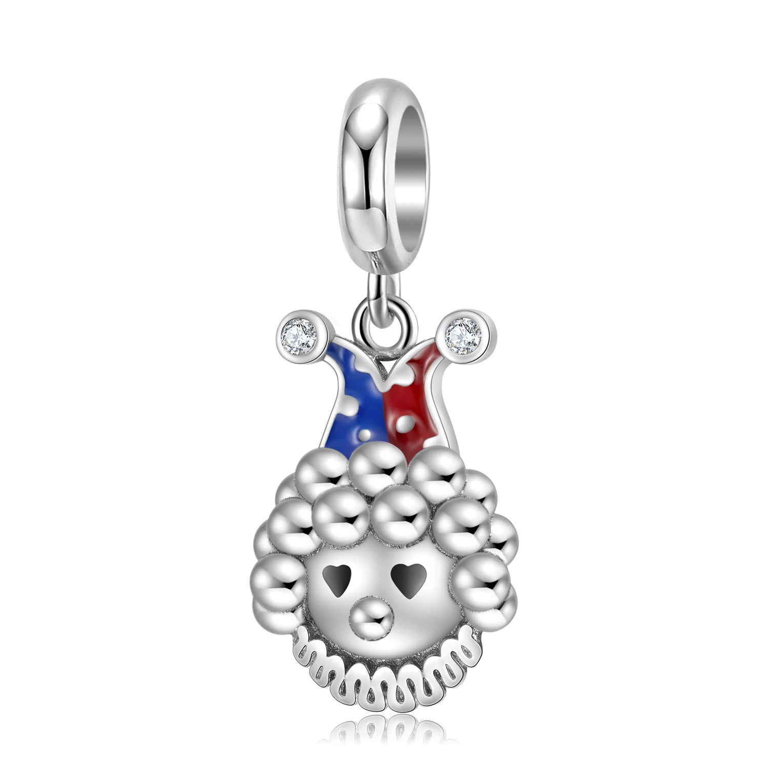 S925 Sterling Silver Curly Hair Clown Dangle Charm Halloween Pendant Bead For DIY Charm Bracelet Necklace Jewelry Gift