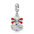 S925 Sterling Silver Christmas Bow Dangle Charm Original Holiday Pendant Bead For DIY Charm Bracelet Necklace Jewelry Gift