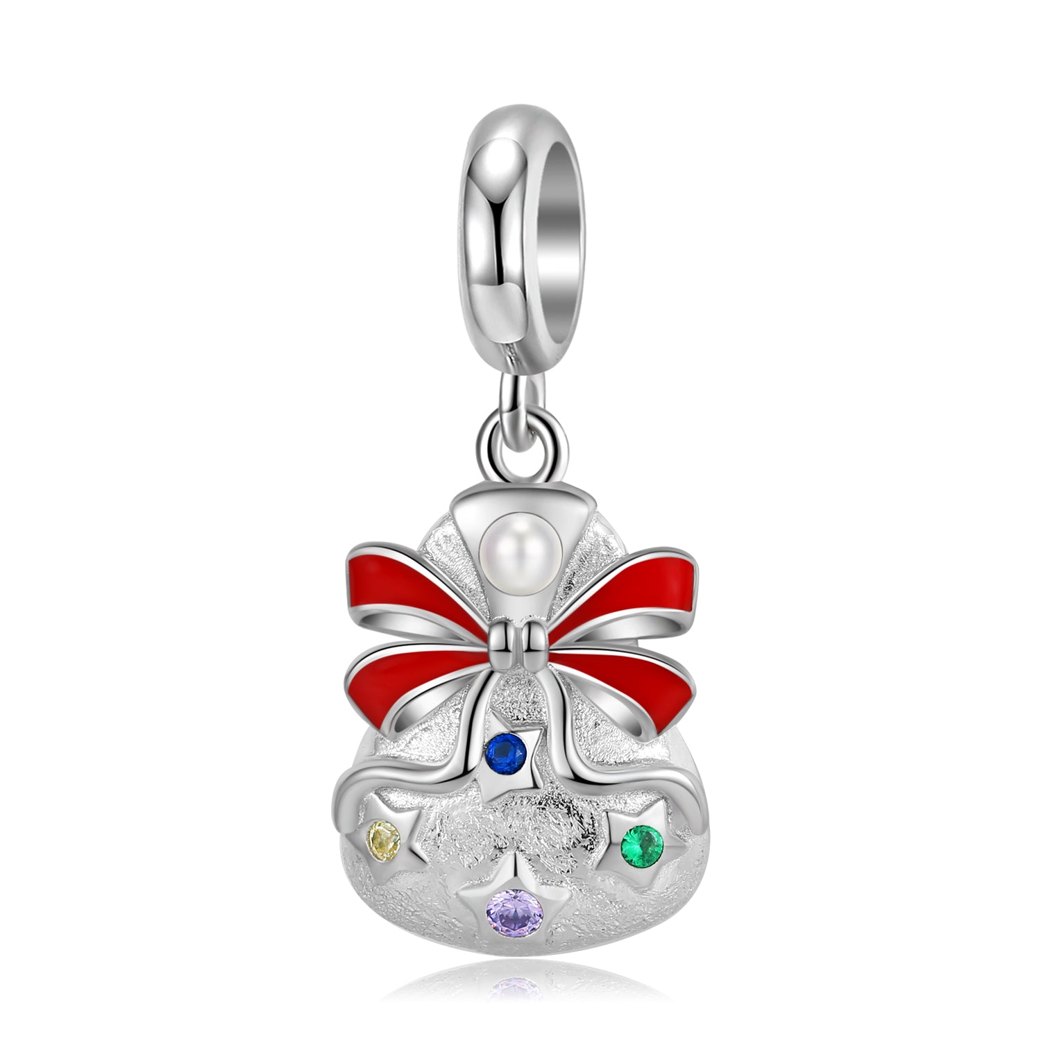 S925 Sterling Silver Christmas Bow Dangle Charm Original Holiday Pendant Bead For DIY Charm Bracelet Necklace Jewelry Gift