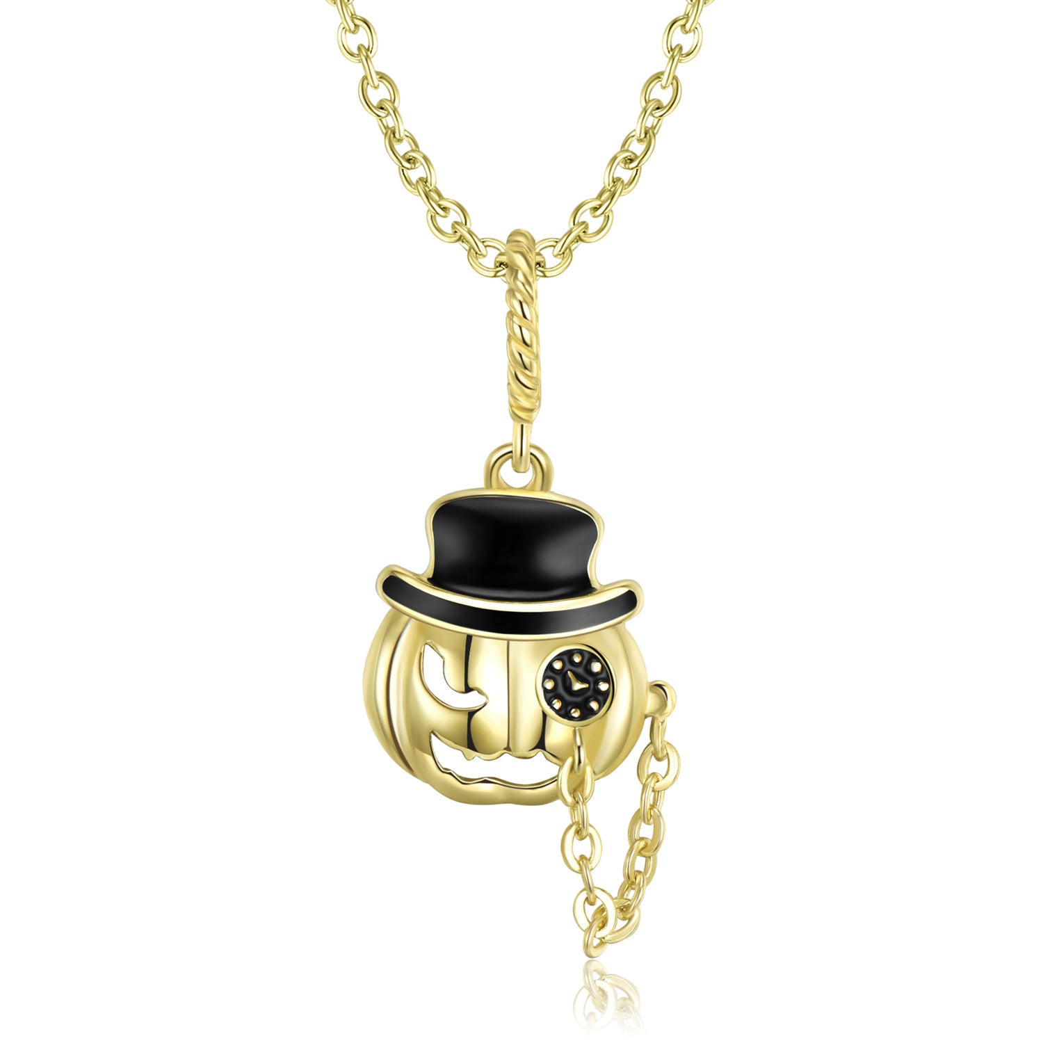 S925 Sterling Silver Black Hat Pumpkin Dangle Charm Halloween Pendant Bead For DIY Charm Bracelet Necklace Jewelry Gift