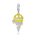 S925 Sterling Silver Pumpkin Ice Cream Dangle Charm Halloween Enamel Pendant Bead For DIY Charm Bracelet Necklace Jewelry Gift