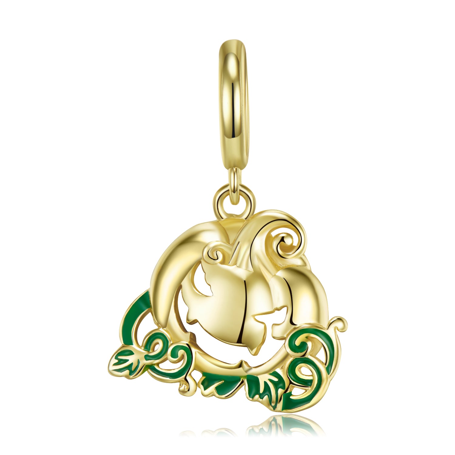 S925 Sterling Silver Gold Plated Devil Pumpkin Dangle Charm Halloween Pendant Bead For DIY Charm Bracelet Necklace Jewelry Gift
