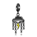S925 Sterling Silver Black Gold Thunderstorm Dangle Charm Gothic Pendant Bead For DIY Charm Bracelet Necklace Jewelry Gift