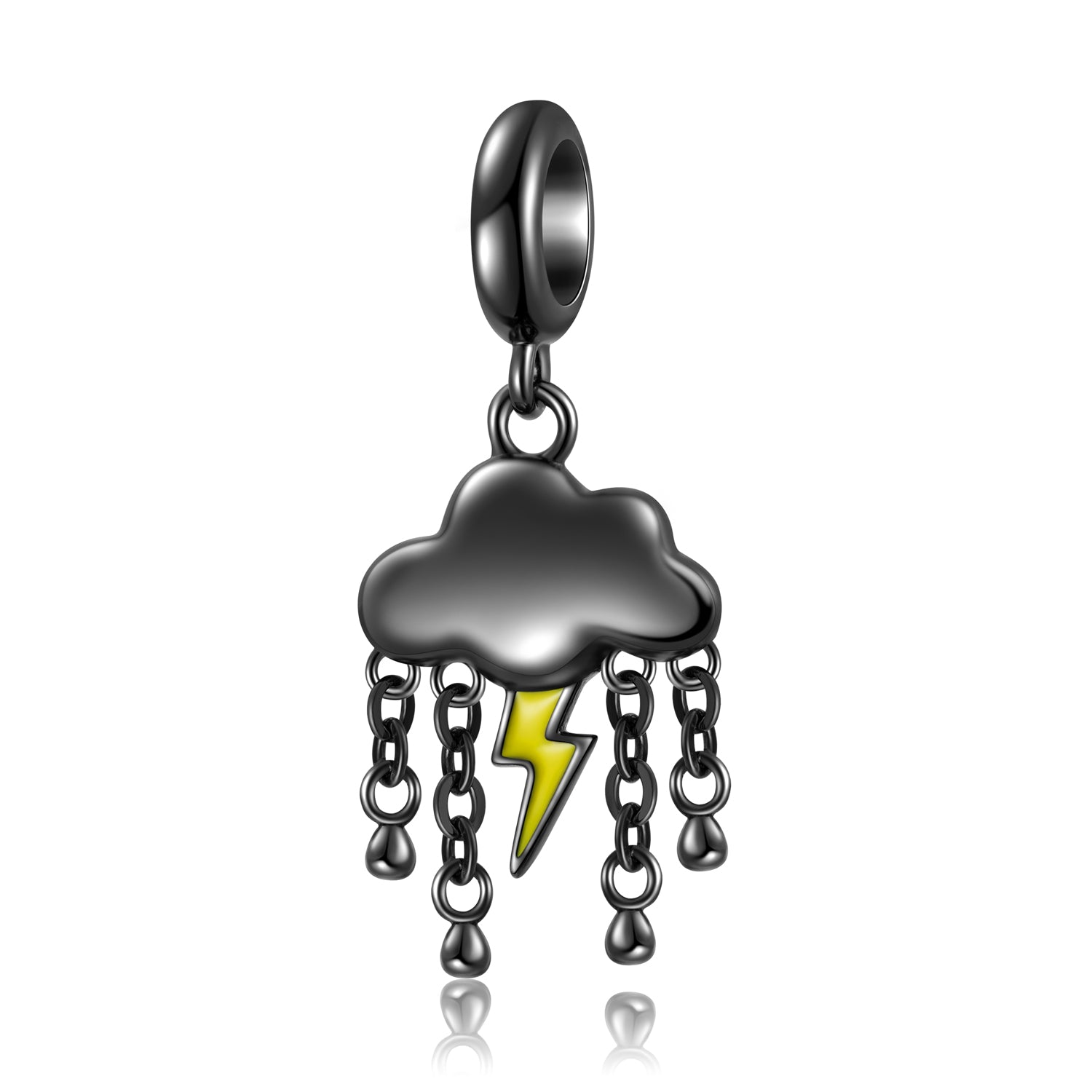 S925 Sterling Silver Black Gold Thunderstorm Dangle Charm Gothic Pendant Bead For DIY Charm Bracelet Necklace Jewelry Gift