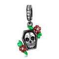 S925 Sterling Silver Smiling Skull Dangle Charm Gothic Punk Pendant Bead For DIY Charm Bracelet Necklace Jewelry Gift