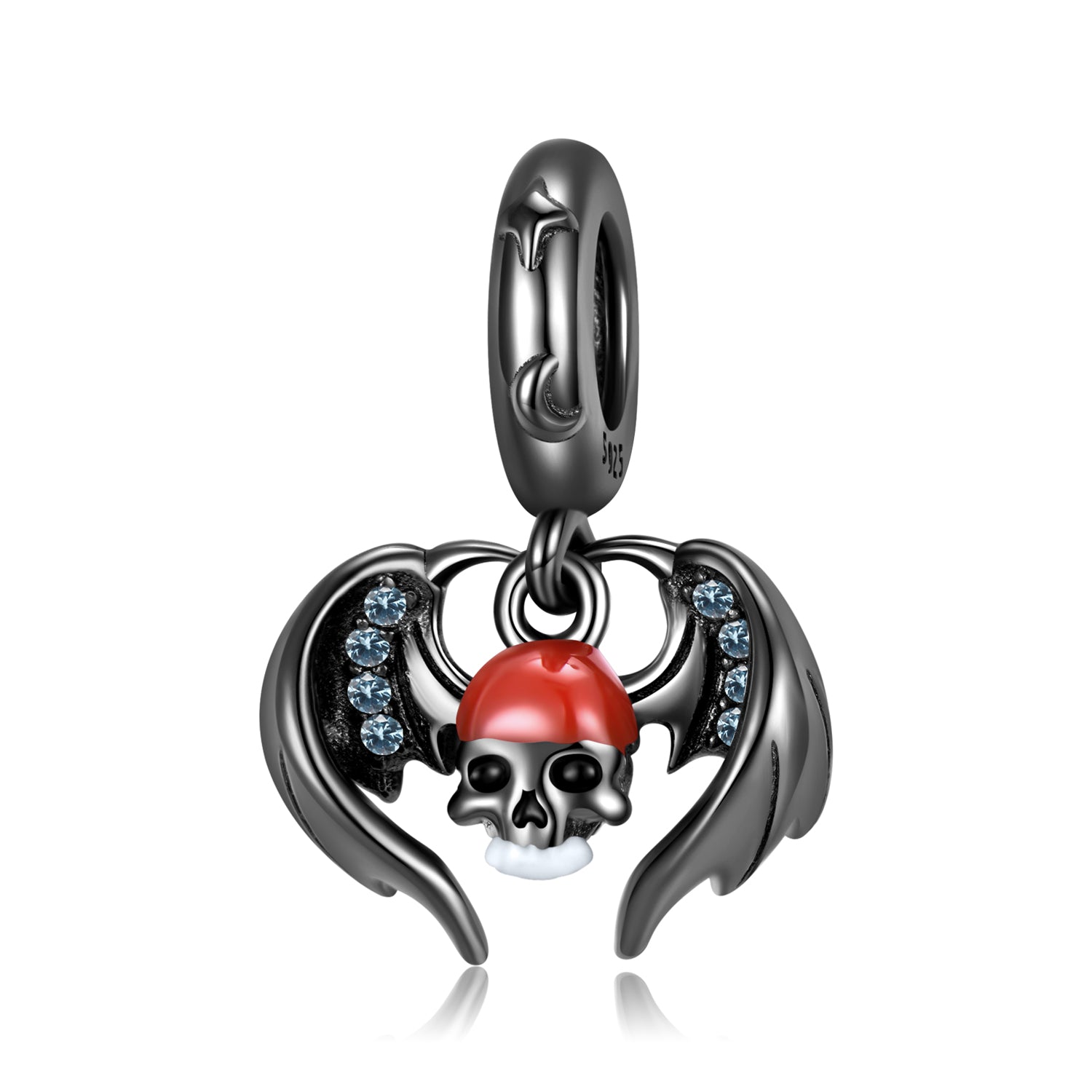 S925 Sterling Silver Skull Wings Dangle Charm Gothic Pendant Bead For DIY Charm Bracelet Necklace Jewelry Gift